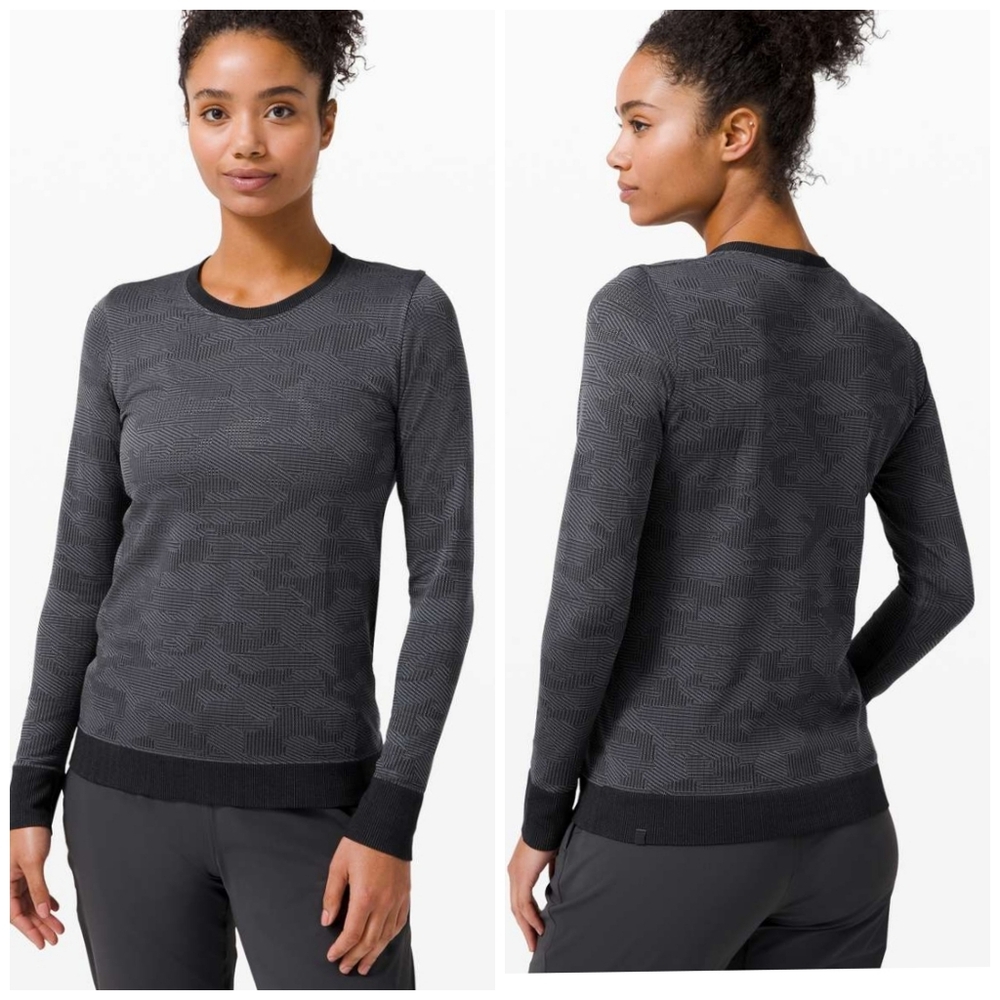 Lululemon Swiftly Breathe Long SleeveVented Camo Black / Asphalt Grey 8